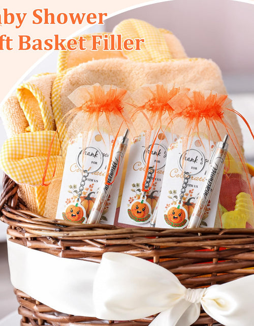 Load image into Gallery viewer, AmazingSpark 36 Sets Fall Baby Shower Favors Pumpkin Pens Keychains Orange
