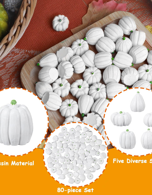 Load image into Gallery viewer, winemana Mini Pumpkins Fall Decorations 80 Pack White Resin Small
