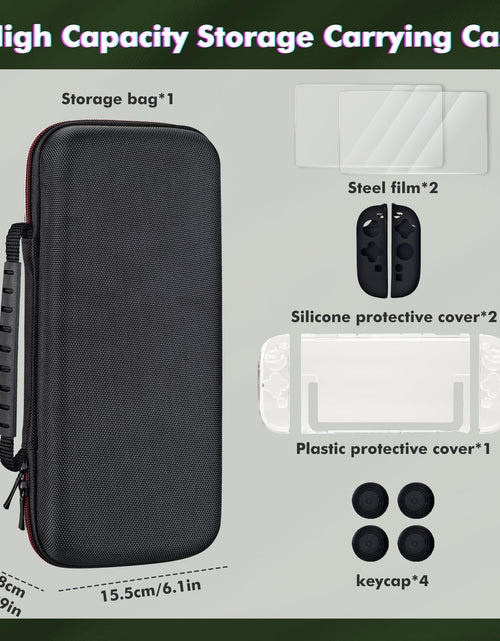 Load image into Gallery viewer, OSYROY Switch 2 Carrying Case 10 Game Slots Screen Protectors Hard Shell Black
