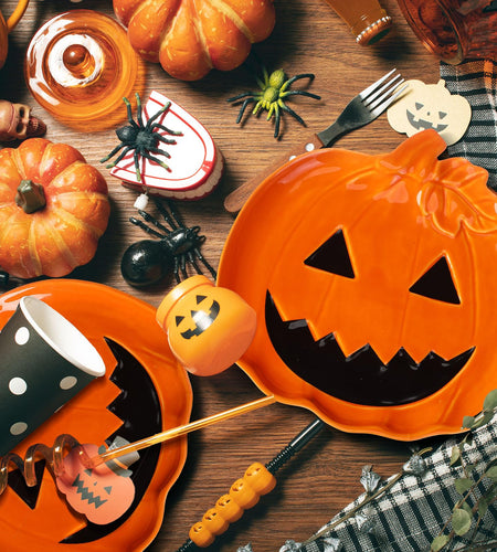LemonRoad Halloween Ceramic Pumpkin Candy Dishes 7.87'' Orange 4 Pcs