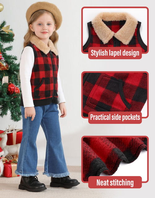 Load image into Gallery viewer, AlisOker Toddler Fleece Buffalo Plaid Puffer Vest Winter Coat Size 3T
