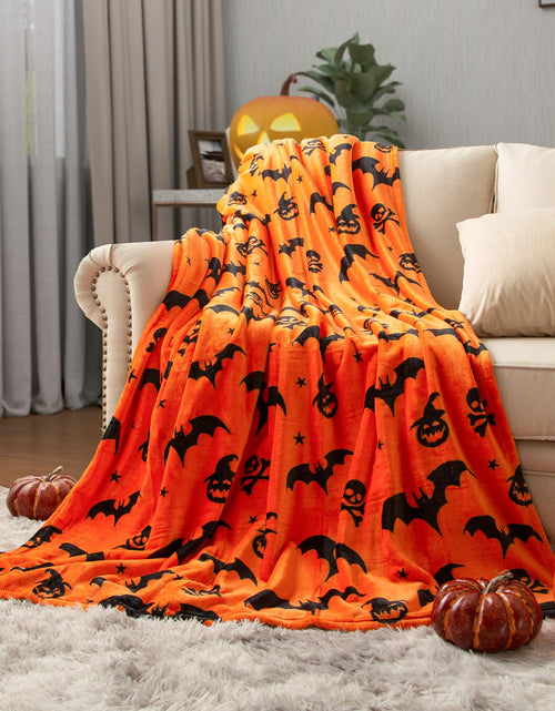 Load image into Gallery viewer, SE SOFTEXLY Ghost Halloween Reversible Pumpkin Fleece Throw Blanket 50x70
