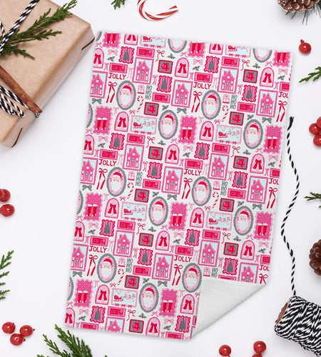 WDSFHYJK Coquette Christmas Santa Kitchen Towels Hot Pink 16x24 Inch