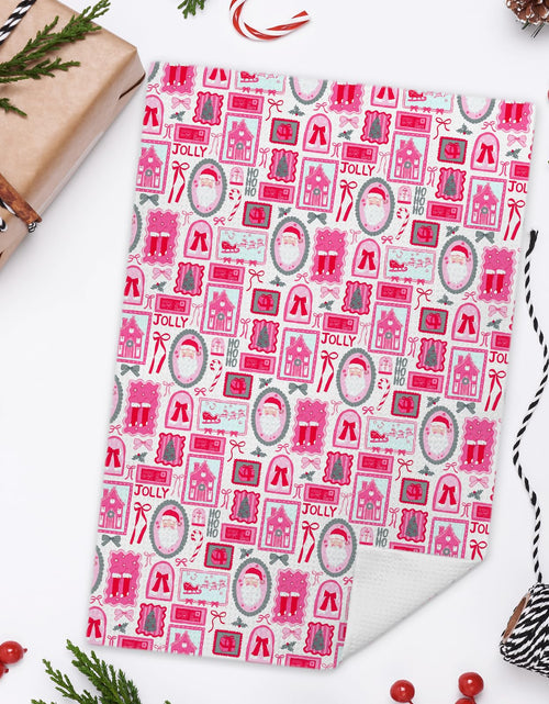 Load image into Gallery viewer, WDSFHYJK Coquette Christmas Santa Kitchen Towels Hot Pink 16x24 Inch
