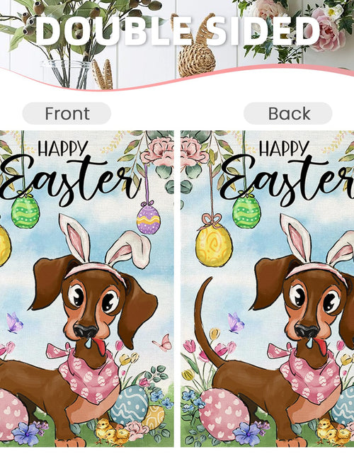 Load image into Gallery viewer, EKOREST Easter Garden Flag 12x18in Double Sided Watercolor Dachshund Dog

