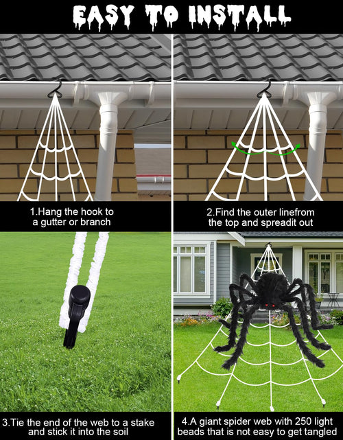 Load image into Gallery viewer, ECOHDT Brighter Spider Webs Halloween Lights 250 Purple LED 16.4Ft 8 Modes
