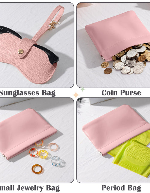 Load image into Gallery viewer, GQIRIL Mini Travel Cosmetic Bag Set 3PCS Waterproof Leather Pink
