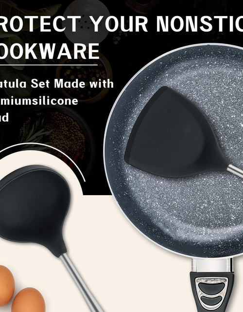 Load image into Gallery viewer, FJNATINH Silicone Spatula Turner Ladle Skimmer Set Stainless Steel Wood 4Pc
