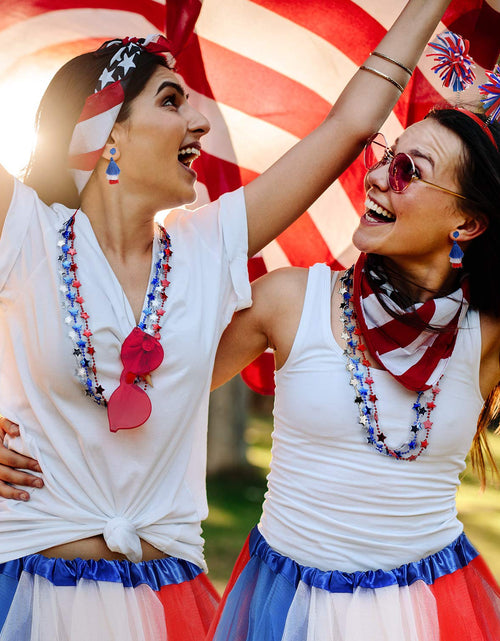 Load image into Gallery viewer, Hicarer 80s Women Tutu Set Pom Pom Headband Necklaces Earrings Red Blue White M
