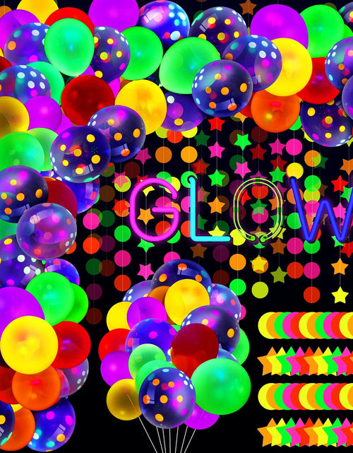 Load image into Gallery viewer, Sumind Halloween Neon Balloon Arch Kit 100 Pcs 53ft Glow Black Light Polka Dot
