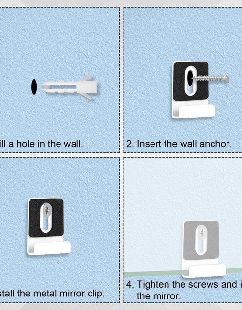 Load image into Gallery viewer, lasuroa 8pcs Heavy Duty White Metal Mirror Clips Holder Kit with Screws Pads
