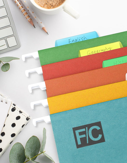 Load image into Gallery viewer, Tecreddy Hanging File Folder Tabs 60 Sets Multicolor 2" Clear Plastic Labels
