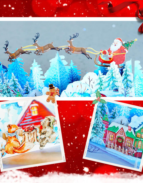 Load image into Gallery viewer, PQ Bees Winter Town Merry Christmas 3D Pop Up Cards w Envelope
