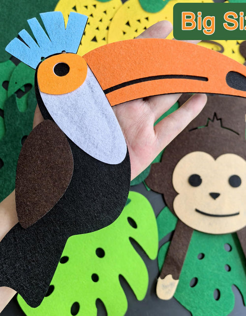 Load image into Gallery viewer, Leyhooney Christmas Jungle Felt Decor Set Tropical Toucan Monkey Palm Leaf
