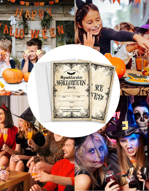 Load image into Gallery viewer, Bltgh Vintage Halloween Party Invitations 20pcs 4x6in Orange Black Envelopes
