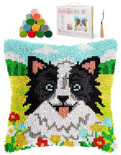 Load image into Gallery viewer, LUDOTEK Colorful Dog Latch Hook Kit Pre-Printed Canvas 17x17 in

