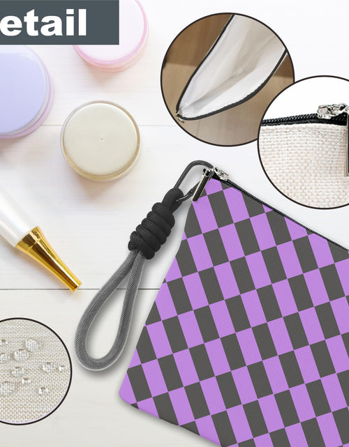 Load image into Gallery viewer, luixd Cosmetic Makeup Bag Travel Pouch Organizer Black Purple Checkerboard

