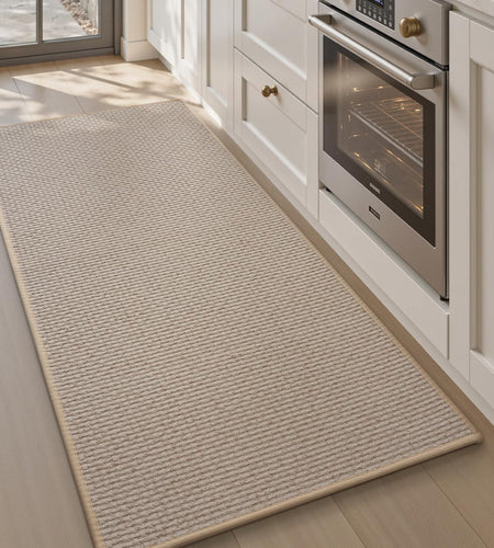 AMOAMI Kitchen Mat Rug Non Slip Machine Washable 20x47 Light Tan