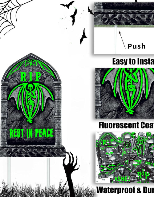 Load image into Gallery viewer, CiniQy Halloween Tombstones 6 Pack Light Up 16.5x11.5" Waterproof Outdoor Decor
