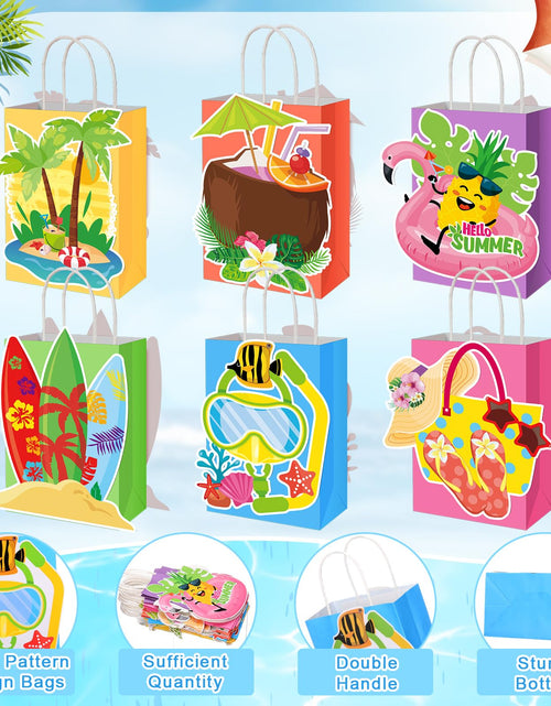 Load image into Gallery viewer, MotiMind 24 Pcs Hawaiian Luau Beach Party Paper Bags with Handles Multicolor
