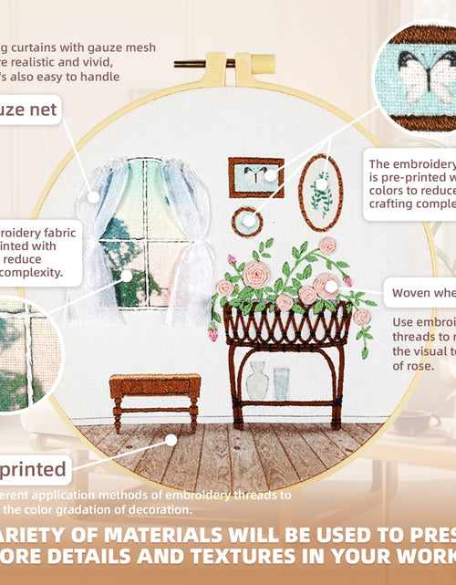 Load image into Gallery viewer, 4 Pack Beginner Embroidery Kits DIY Starter Kit w Hoop Threads Tools
