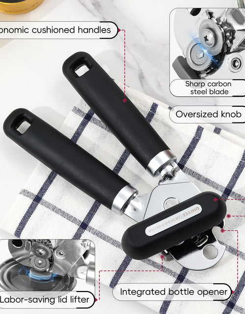 Load image into Gallery viewer, UHIYEE Manual Can Opener Heavy Duty Sharp Blade Soft Handle Black

