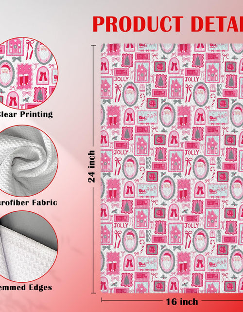 Load image into Gallery viewer, WDSFHYJK Coquette Christmas Santa Kitchen Towels Hot Pink 16x24 Inch
