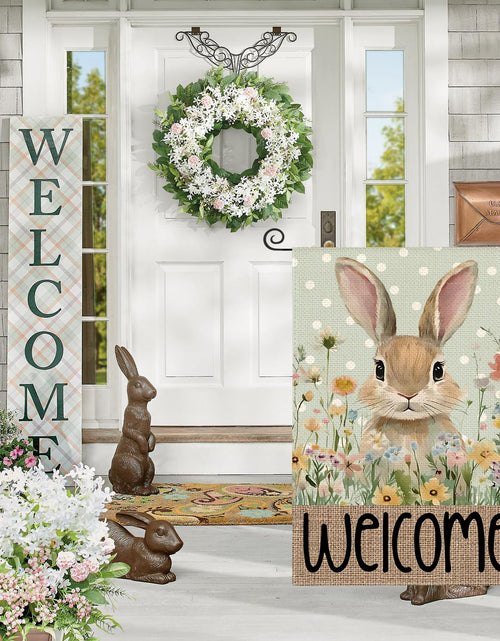 Load image into Gallery viewer, AVOIN colorlife Easter Bunny Garden Flag 12x18 Inch Blue Double Sided
