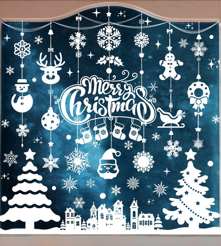 MISS FANTASY Christmas Window Clings 10 Sheets White Snow Scene Decorations