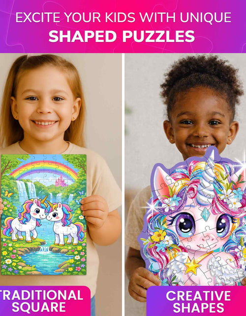 Load image into Gallery viewer, QUOKKA 48-Piece Shaped Jigsaw Puzzles 4-Pack Dragon Rocket Firetruck Dino
