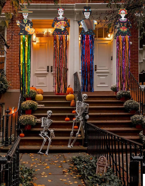 Load image into Gallery viewer, Aovaely 4PCS Day of the Dead Sugar Skull Hanging Decorations Dia De Los Muertos
