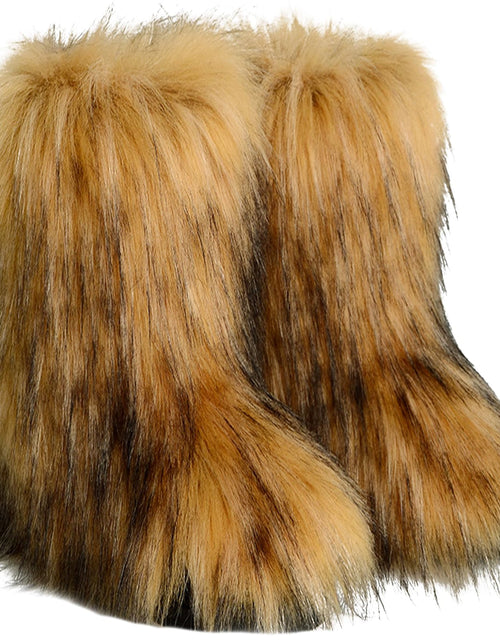 Load image into Gallery viewer, Valpeak Women's Snow Boots Knee High Flat Heel Faux Fur Natural Size 9
