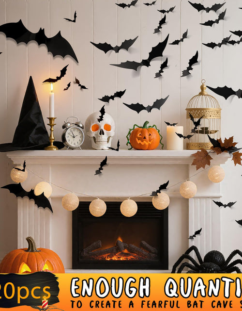 Load image into Gallery viewer, PFAMKEER Halloween Bat Stickers 120pcs 3D Black PVC Various Sizes

