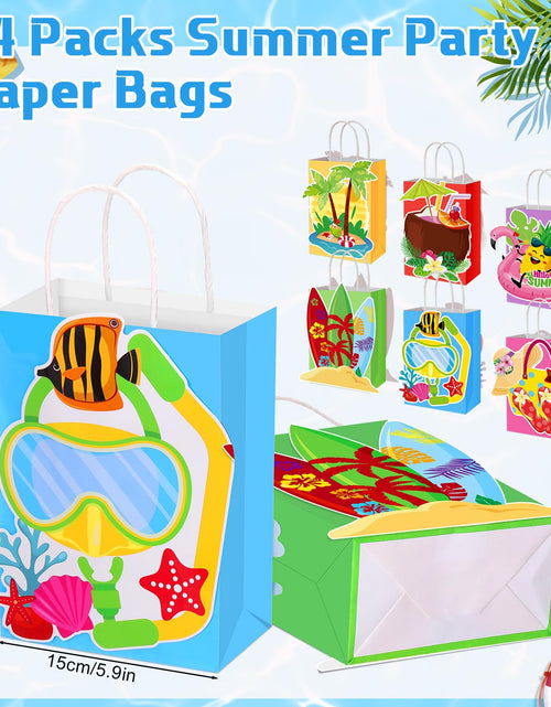 Load image into Gallery viewer, MotiMind 24 Pcs Hawaiian Luau Beach Party Paper Bags with Handles Multicolor
