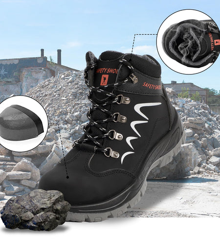 ESTAMICO Steel Toe Waterproof Work Boots Men Black Size 7.5