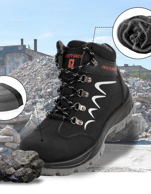 Load image into Gallery viewer, ESTAMICO Steel Toe Waterproof Work Boots Men Black Size 7.5
