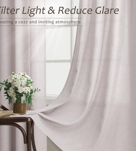 Aersas Champagne Linen Curtains 52x108in 2 Panels Grommet Light Filtering
