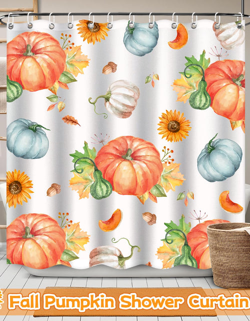 Load image into Gallery viewer, LSYDCARM Thanksgiving Fall Shower Curtain Pumpkin Maple Leaf 12 Hooks Polyester
