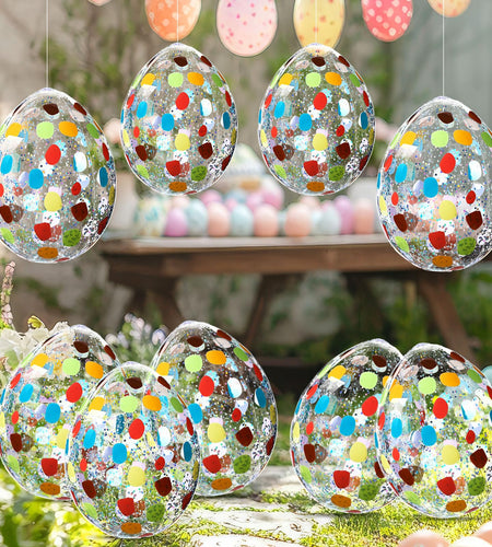 Jetec 12 Pcs Inflatable Easter Eggs 16in Large Glitter PVC Decorations Silver