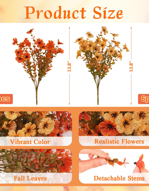 Load image into Gallery viewer, RICHMYC Artificial Fall Flowers 12 Bundles Orange Yellow Eucalyptus 13.8IN
