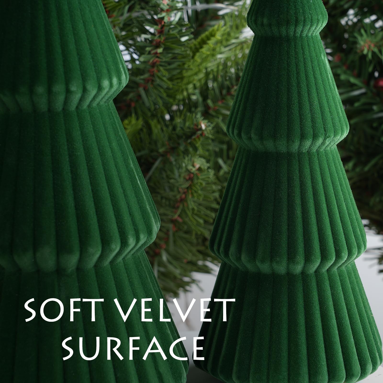 KEASKELL 3pc Dark Green Velvet Christmas Tree Decorations Set