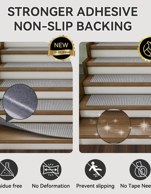 Load image into Gallery viewer, YDKGL 4PC Non-Slip Peel &amp; Stick Stair Treads 8x30 Brown Chenille
