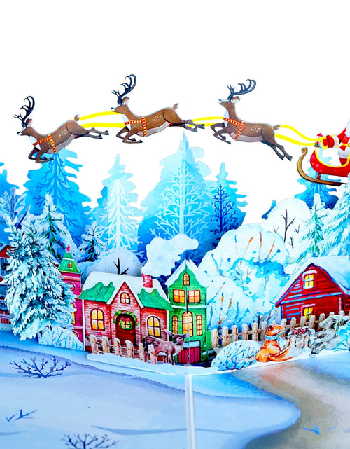 Load image into Gallery viewer, PQ Bees Winter Town Merry Christmas 3D Pop Up Cards w Envelope
