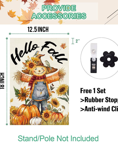 Load image into Gallery viewer, Baccessor Fall Thanksgiving Scarecrow Garden Flag 12.5x18 Inch Burlap
