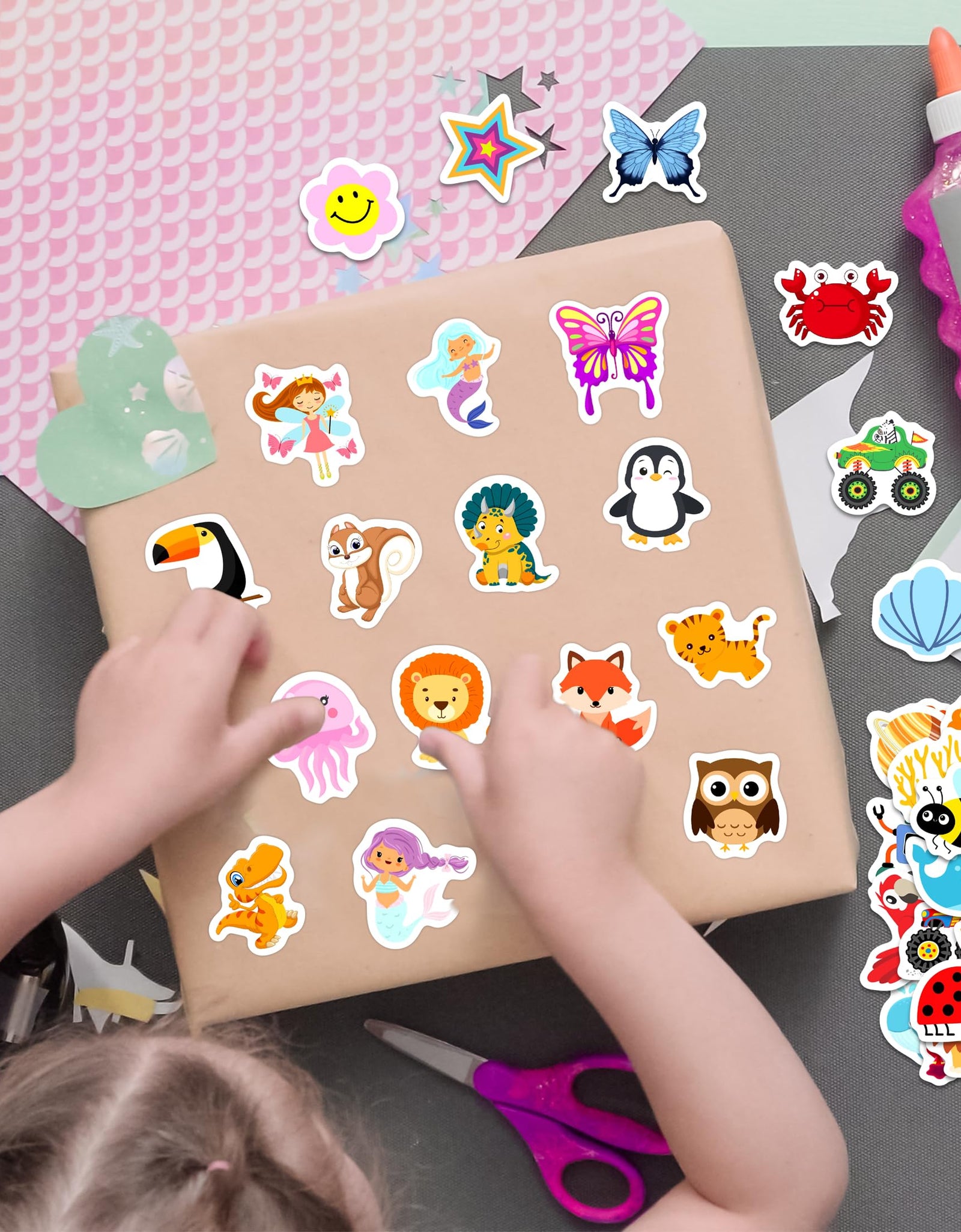 Bolcguri Cartoon Water Bottle Stickers 100 pcs Waterproof Vinyl Decals Colorful