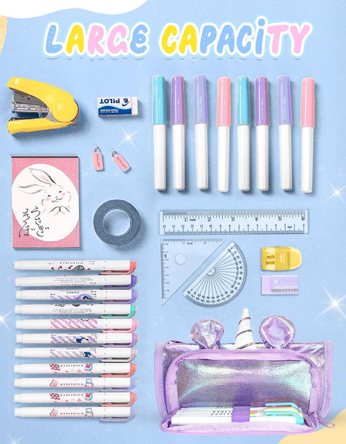 Load image into Gallery viewer, LISEVO 3D Sparkly Pencil Case Purple Cute Sequin Pencil Pouch Girls Kids
