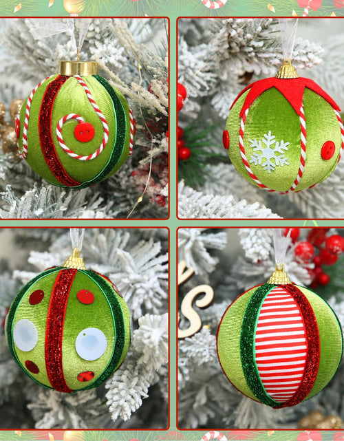 Load image into Gallery viewer, SUPREME XMAS 12 Pcs Velvet Christmas Ornaments Set 80mm Green Red White
