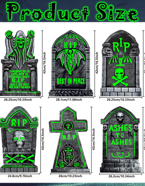 Load image into Gallery viewer, CiniQy Halloween Tombstones 6 Pack Light Up 16.5x11.5" Waterproof Outdoor Decor
