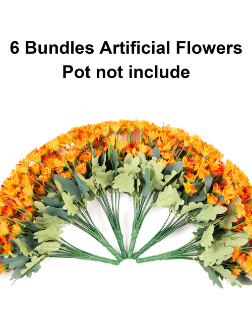 Load image into Gallery viewer, INSPRING Daisy Artificial Outdoor Silk Flowers 6 Bundles Orange UV Resistant

