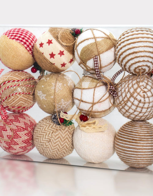 Load image into Gallery viewer, Juncox 12 Pcs Burlap Christmas Ball Ornaments 3.15in Rustic Natural Jute
